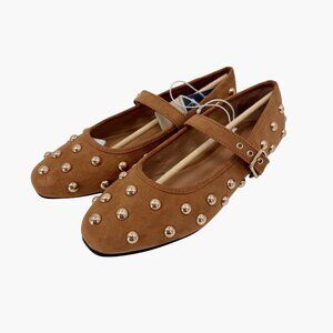 NEW Universal Thread Penny Gold Studded Mary Jane Flats - Cognac - Size 6.5
